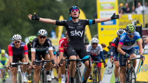 Team Sky&amp;#039;s Viviani strikes again in sprint to win stage three of Tour of Britain