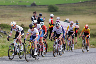 In-race action on stage one of the 2024 Lloyds Bank Tour of Britain Women