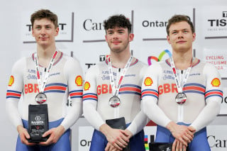 Ed Lowe as part of the men's team sprint winning silver