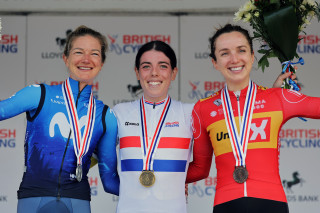 Elite women time-trial podium