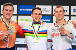 Joe Truman wins the bronze medal in the men's kilo at the 2024 UCI Tissot Track World Championships