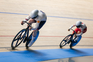 Rhian Edmunds in the womens sprint at the 2025 UEC Track Elite European Championships