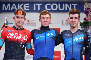 Jon Mould, Matt Bostock and Ollie Wood on the 2019 Colne GP podium.